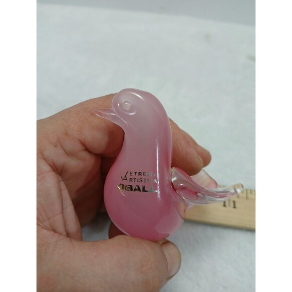 MURANO Pink Glass LOVEBIRDS Pair Vetreria Artistica OBALL Dove Figurine Italy - Picture 7 of 9